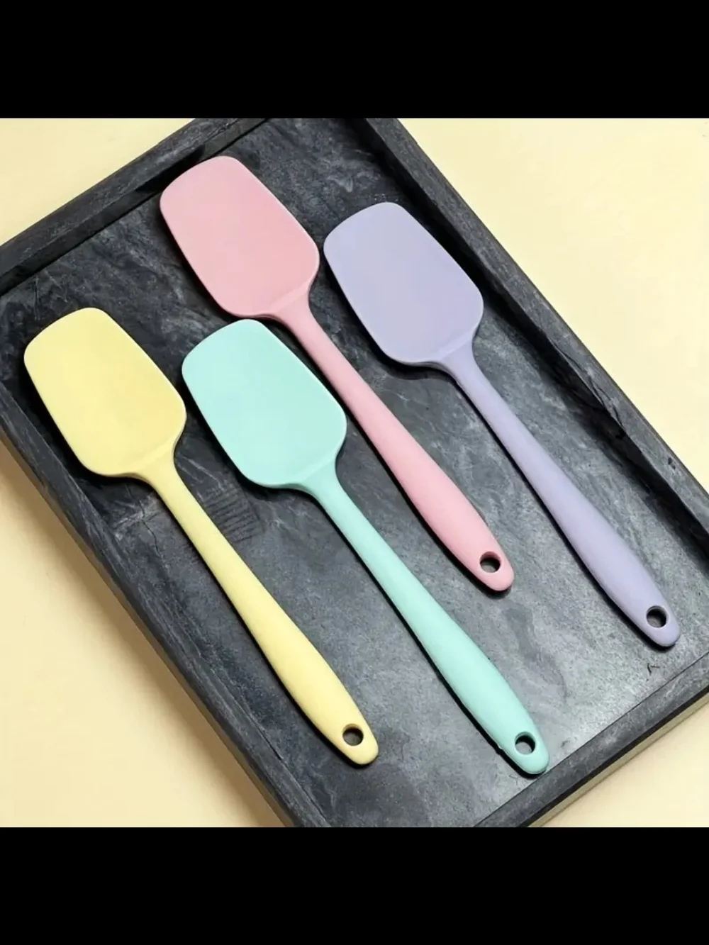 4-Piece Pastel Macaron Silicone Spoon Spatula Set Aesthetic Kitchen